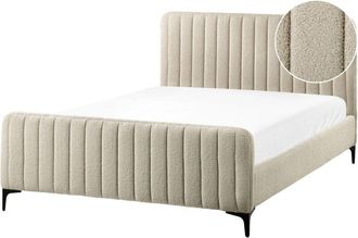 Beliani Bed Boucle LUNAN 140 x 200 cm (EU Double) Beige