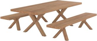 Rendez-Vous D&eacute;co Mesa y bancos de jard&iacute;n para 10 personas de madera