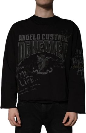 Dolce & Gabbana Mens Graphic-Embellished Cotton-Blend Sweatshirt Black Polyester Sweatshirts