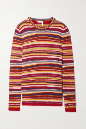 Chlo&eacute; Striped Cashmere-blend Sweater - Rosso