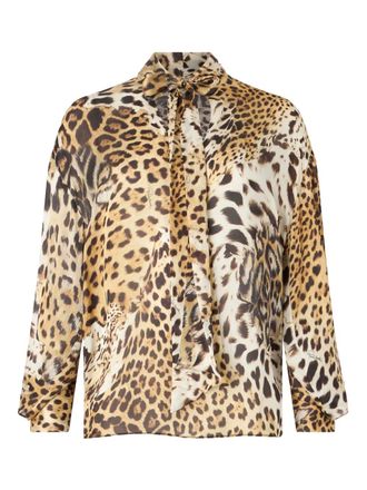 Roberto Cavalli Jaguar-print blouse - Neutrals
