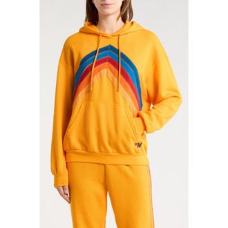 Aviator Nation Mountain Stitch Chevron Hoodie in Gold at Nordstrom, Size X-Small