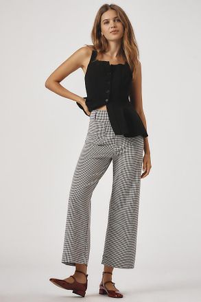 Maeve The Colette Houndstooth Crop Wide-Leg Pants by Maeve