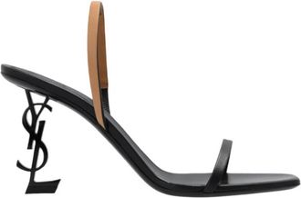 Saint Laurent Opyum Leather Slingback Sandals, Brand Size 37 ( US Size 7 )