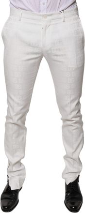 Dolce & Gabbana White Cotton Tapered Formal Dress Mens Pants