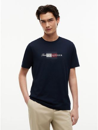 Tommy Hilfiger Mens Tommy Script Flag Logo T-Shirt - Navy - XXL