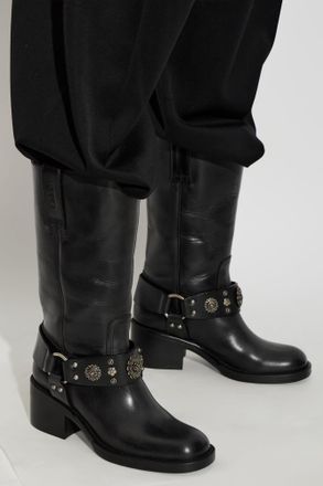 Chlo&eacute; Dakota Leather Cowboy Boots, Womens, Black