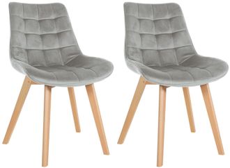 Clp Set De 2 Sillas De Comedor Brook En Terciopelo Gris