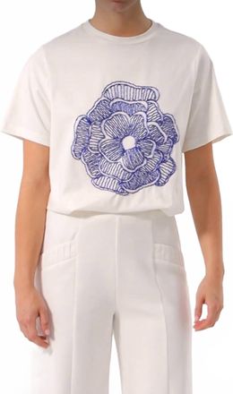 Exquise Flower Print T-Shirt In Cream