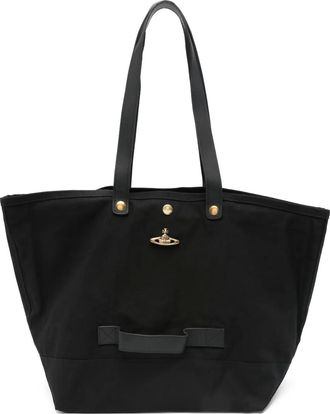 Vivienne Westwood Borsa tote con placca Orb - Nero