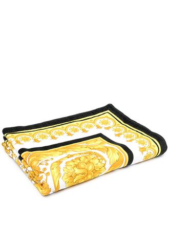 Versace signature baroque print beach towel - unisex - Cotton - OS - White