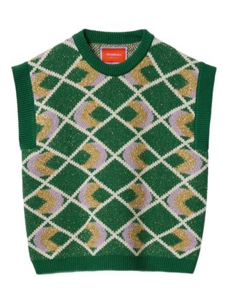 La DoubleJ Half-Light argyle top - women - Wool/Nylon/Mohair/Viscose/Polyester/Cashmere/Polyamide - L - Green