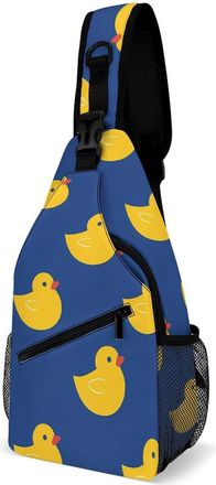 Generic Yellow Rubber Ducks Pattern Mens Crossbody Chest Sling Bag for Travel Hiking Lightweight Shoulder Bags with Small Side