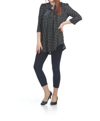 Papillon Check Pleated Tunic In Black