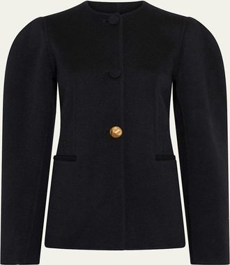 Gabriela Hearst Daelan Cashmere Single-Breasted Collarless Jacket