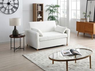 Vente-Unique Divano letto 2 posti in Tessuto bouclette Bianco - AYLA