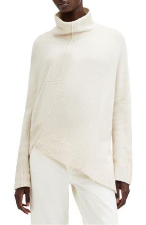 AllSaints Lock Roll Neck Asymmetric Sweater in Chalk White at Nordstrom Rack, Size Large