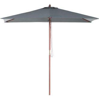 Beliani Sombrilla de jardín tela gris oscuro madera de abedul 244 cm resistente a la intemperie Flamenco
