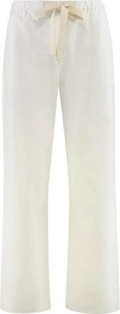 Max Mara Argento Poplin Katoenen Broek - Dames - Straight fit broeken - Beige - XS - Katoen - Broeken
