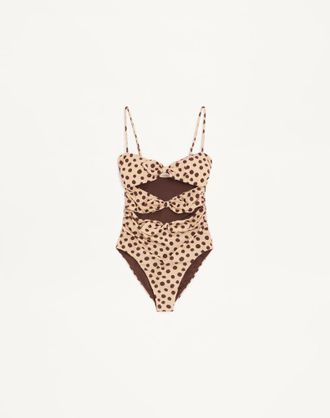 Valentino Costume Intero In Lycra Pois Dalmata Plusdepois Donna BEIGE/CHOCOLATE XS