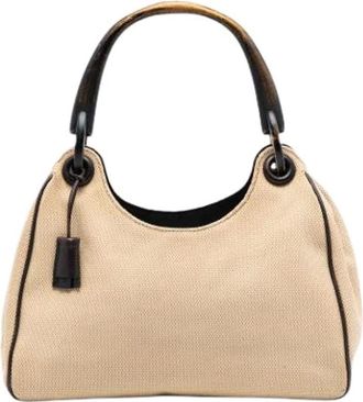 Gucci Pre-owned Handbags, female, Beige, Size: ONE SIZE Pre-owned Canvas Handbag