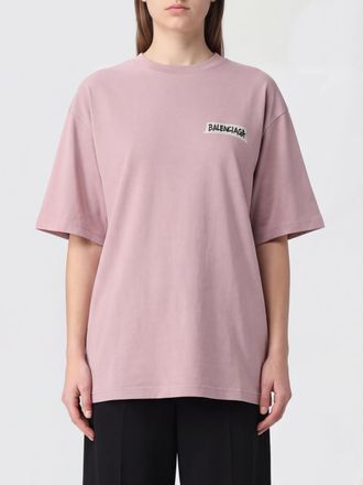 Balenciaga T-shirt in cotone relaxed fit con logo a contrasto e spalle cadute