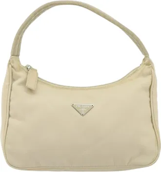 Prada Hobo Tessuto Beige Nylon Handbag (Pre-Owned)