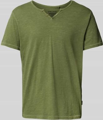 Blend T-Shirt mit Serafino-Ausschnitt in Oliv, Gr&ouml;&szlig;e L