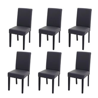 Hhg Hhg - Nunca Usado] Juego De 6 Sillas De Comedor Silla De Cocina Littau, Polipiel, Gris Mate, Patas Oscuras