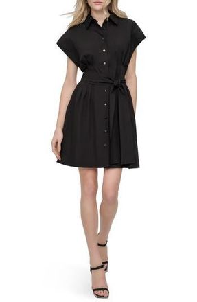 DKNY Tie Waist Shirtdress in Black at Nordstrom Rack, Size 10