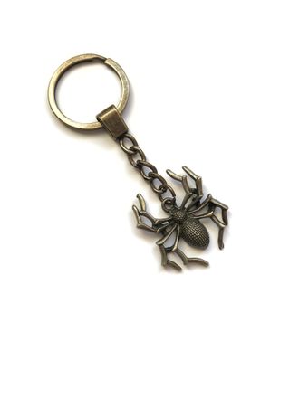 Generic KEYRING - Spider - Antique Bronze Plated. Split Ring. Key Ring. Bronze Spider