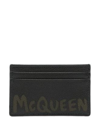 Alexander McQueen Black Logo Leather Credit Card Case