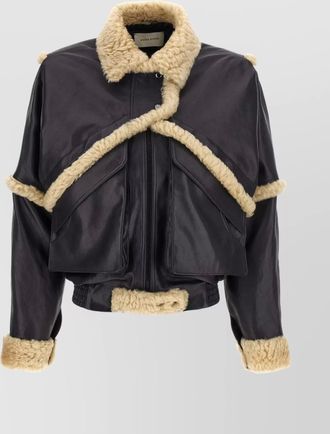 Magda Butrym shearling trim jacket front pockets