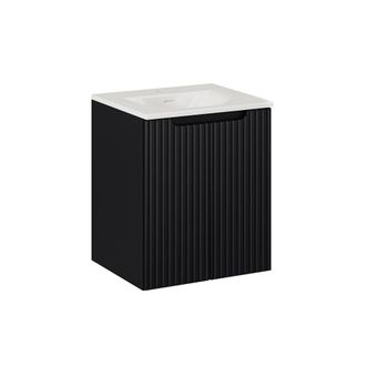 Petits Meubles Mueble lavabo individual encastrado paneles de melamina y mdf negro