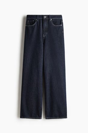 H&M Super Wide High Jeans - Dunkles Denimblau