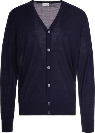 Ballantyne Navy Blue Cardigan Sweater - Heren - Vesten - Blauw - M - Wol - Truien & Vesten