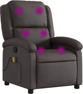 vidaXL Vidaxl - Sill&oacute;n De Masaje El&eacute;ctrico Cuero Aut&eacute;ntico Marr&oacute;n Oscuro