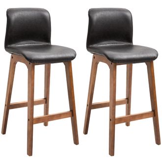 HOMCOM Modern Wood Bar Chairs Kitchen Cafe Stools Dining Barstool Brown | TJ Hughes
