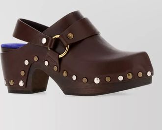 Chlo&eacute; leather studded clogs