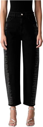 Liu Jo Balloonbroek met micro-strass - Dames - Cropped Jeans - Zwart - W28 - Katoen - Jeans
