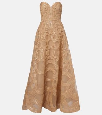 Elie Saab Embellished tulle bustier gown