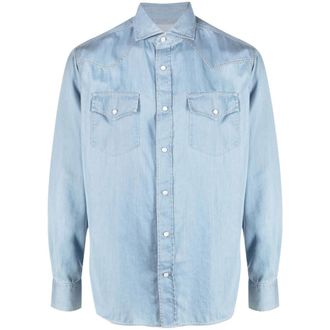 Brunello Cucinelli Contrast-stitch Western-yoke Shirt