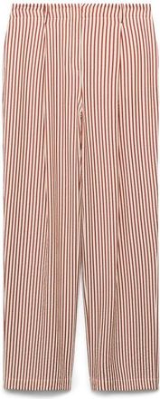 Mango Pleated Stripe Straight Leg Pants in Burnt Orange at Nordstrom, Size Xx-Large