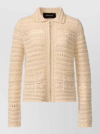 Fabiana Filippi crochet collared long sleeve top nylon silk