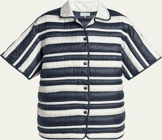 Moncler Stripe Padded Short-Sleeve Shirt