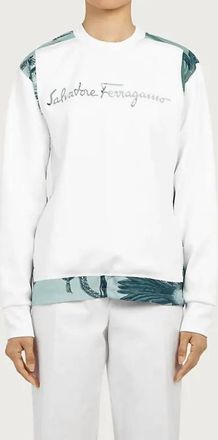 Ferragamo Womens Sweater With Silk Inserts In White