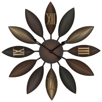 Beliani Beliani - Reloj De Pared Marco De Hierro Marr&oacute;n Dise&ntilde;o Con Forma De Flor N&uacute;meros Romanos Redondo 55 Cm Beinwil