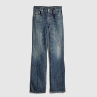 Gucci Cotton Denim Pants With Embroidery, Blue