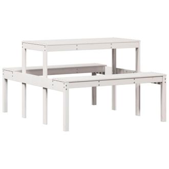 vidaXL Vidaxl - Mesa De P&iacute;cnic Madera Maciza De Pino Blanco 110x134x75 Cm