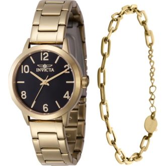 Invicta Wildflower Quartz Black Dial Ladies Watch 47273 With Bracelet